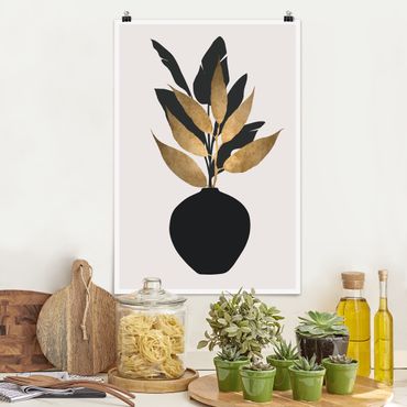 Poster - Graphical Plant World - Gold And Black