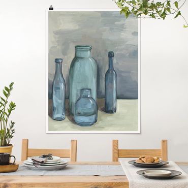 Poster reproduction - Still Life With Glass Bottles II