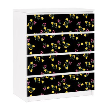 Papier adhésif pour meuble IKEA - Malm commode 4x tiroirs - Mille Fleurs Pattern