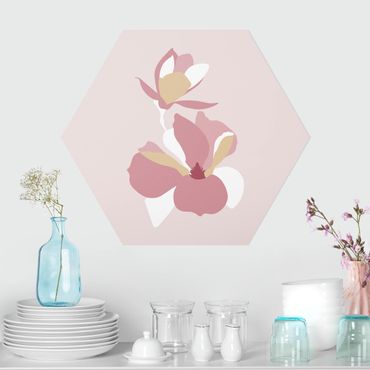 Hexagone en forex - Line Art Flowers Pastel Pink
