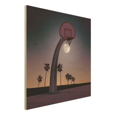 Impression sur bois - Basketball With Moon