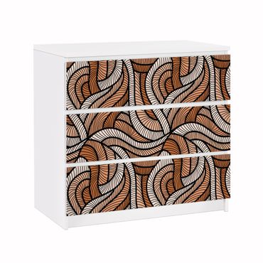 Papier adhésif pour meuble IKEA - Malm commode 3x tiroirs - Woodcut In Brown