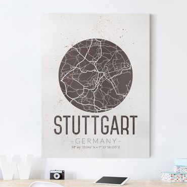 Impression sur toile - Stuttgart City Map - Retro