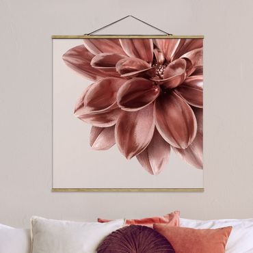 Tableau en tissu avec porte-affiche - Dahlia Flower Rosegold Metallic Detail