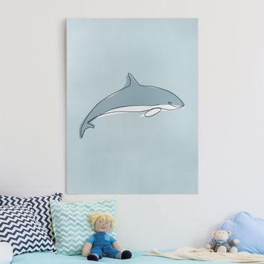 Tableau sur toile - Dolphin Line Art