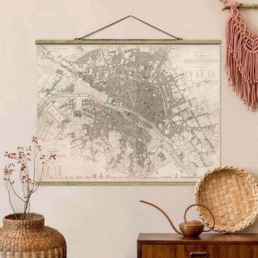 Tableau en tissu avec porte-affiche - Vintage Map Paris