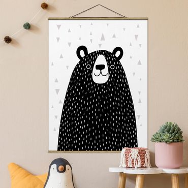 Tableau en tissu avec porte-affiche - Zoo With Patterns - Bear