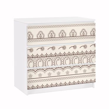 Papier adhésif pour meuble IKEA - Malm commode 3x tiroirs - Indian repeat pattern