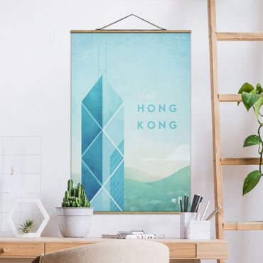 Tableau en tissu avec porte-affiche - Travel Poster - Hong Kong
