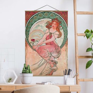Tableau en tissu avec porte-affiche - Alfons Mucha - Four Arts - Painting