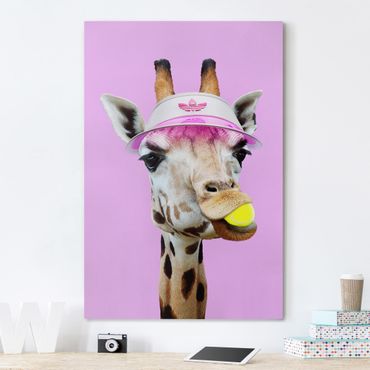 Tableau sur toile - Giraffe Playing Tennis