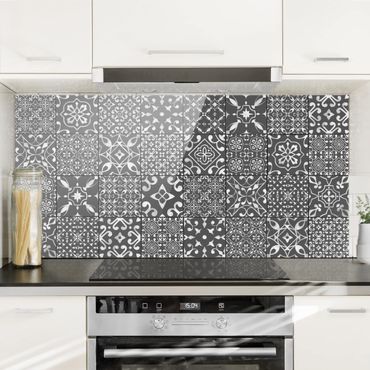 Fond de hotte - Pattern Tiles Dark Gray White