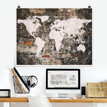 Poster - Old Wall World Map