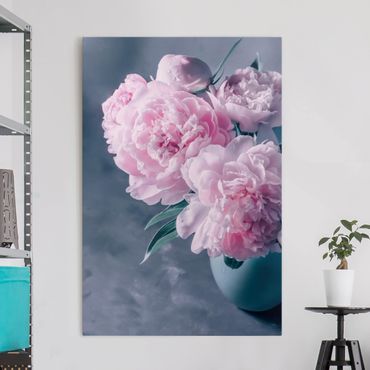 Tableau sur toile - Vase With Light Pink Peony Shabby