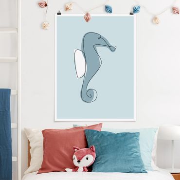 Poster - Seahorse Line Art