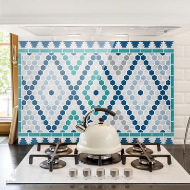 Fond de hotte - Moroccan tile pattern turquoise blue