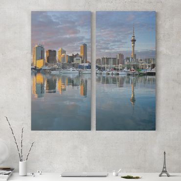 Impression sur toile 2 parties - Auckland Skyline Sunset