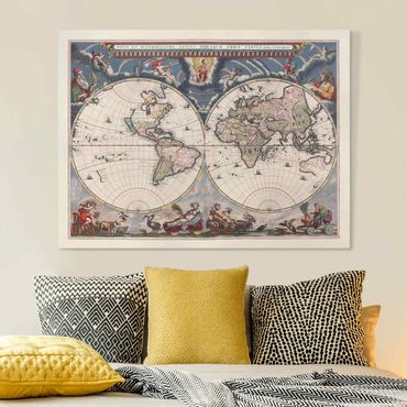 Impression sur toile - Historic World Map Nova Et Accuratissima Of 1664