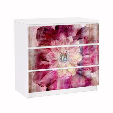 Papier adhésif pour meuble IKEA - Malm commode 3x tiroirs - Grunge Flower