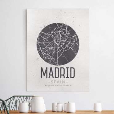 Impression sur toile - Madrid City Map - Retro