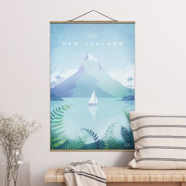 Tableau en tissu avec porte-affiche - Travel Poster - New Zealand