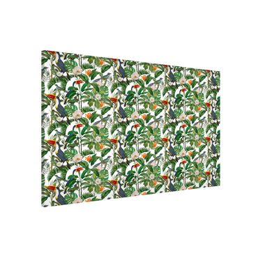 Tableau magnétique - Tropical Toucan With Monstera And Palm Leaves