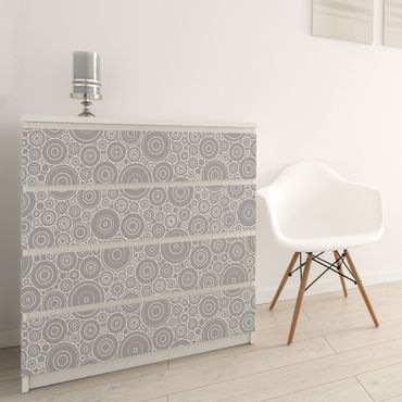 Papier adhésif pour meuble - 60s Retro Circle Pattern Light Grey White