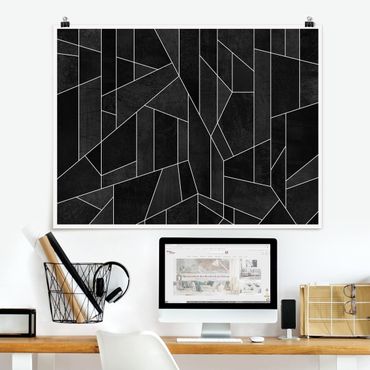 Poster - Black And White Geometric Watercolour