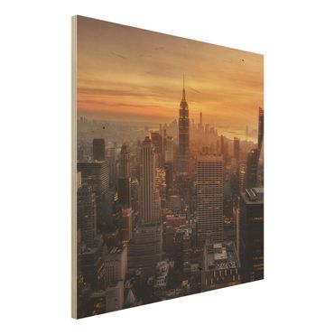 Tableau en bois - Manhattan Skyline Evening