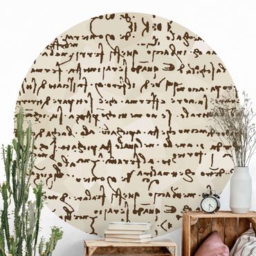 Papier peint rond autocollant - Da Vinci Manuscript