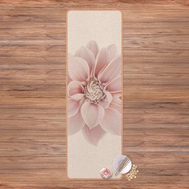 Tapis de yoga - Dahlia Flower Pastel White Pink
