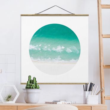 Tableau en tissu avec porte-affiche - The Ocean In A Circle - Carré 1:1