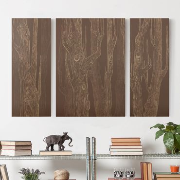 Impression sur toile 3 parties - No.MW20 Living Forest Braun-Sand