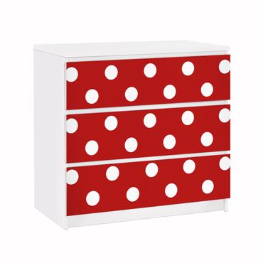 Papier adhésif pour meuble IKEA - Malm commode 3x tiroirs - No.DS92 Dot Design Girly Red