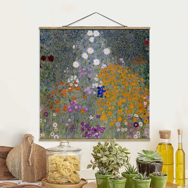 Tableau en tissu avec porte-affiche - Gustav Klimt - Cottage Garden