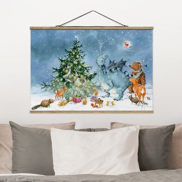 Tableau en tissu avec porte-affiche - Vasily Raccoon - Christmas