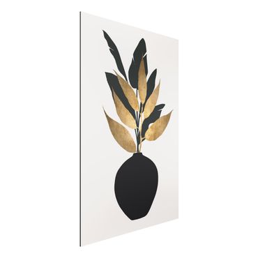 Tableau en alu Dibond - Graphical Plant World - Gold And Black