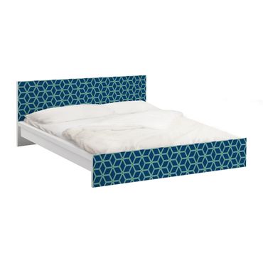 Papier adhésif pour meuble IKEA - Malm lit 180x200cm - Cube pattern Blue