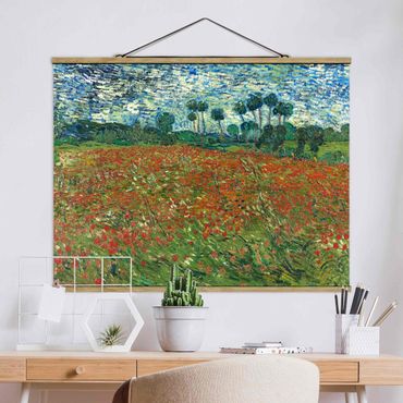 Tableau en tissu avec porte-affiche - Vincent Van Gogh - Poppy Field
