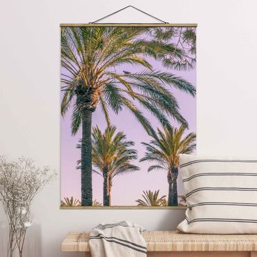 Tableau en tissu avec porte-affiche - Palm Trees At Sunset