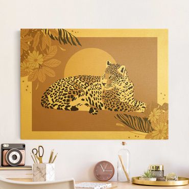 Tableau sur toile or - Safari Animals - Leopard At Sunset