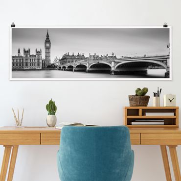 Poster panoramique architecture & skyline - Westminster Bridge And Big Ben