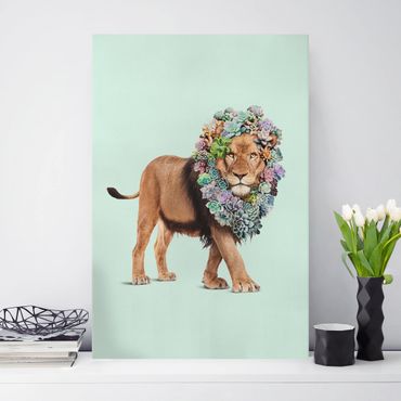 Tableau sur toile - Lion With Succulents