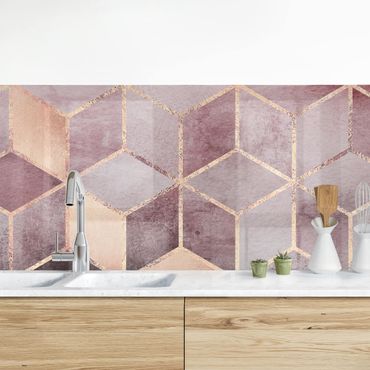 Revêtement cuisine - Pink Grey Golden Geometry
