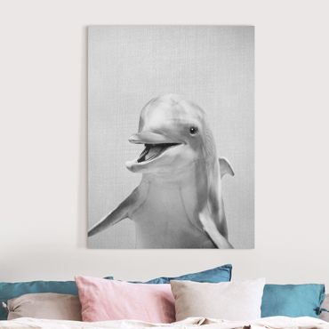 Tableau sur toile - Dolphin Diddi Black And White - Format portrait 3:4