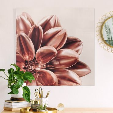 Impression sur toile - Dahlia Pink Gold Pink Detail