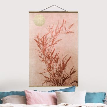 Tableau en tissu avec porte-affiche - Golden Sun Pink Bamboo