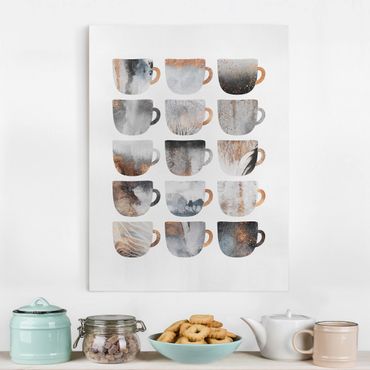 Tableau sur toile - Grey Coffee Mugs With Gold
