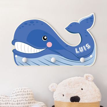 Porte-manteau enfant - Chubby Whale With Customised Name