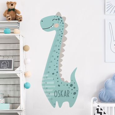 Toise sticker mural enfant - Dino boy pastel with custom name